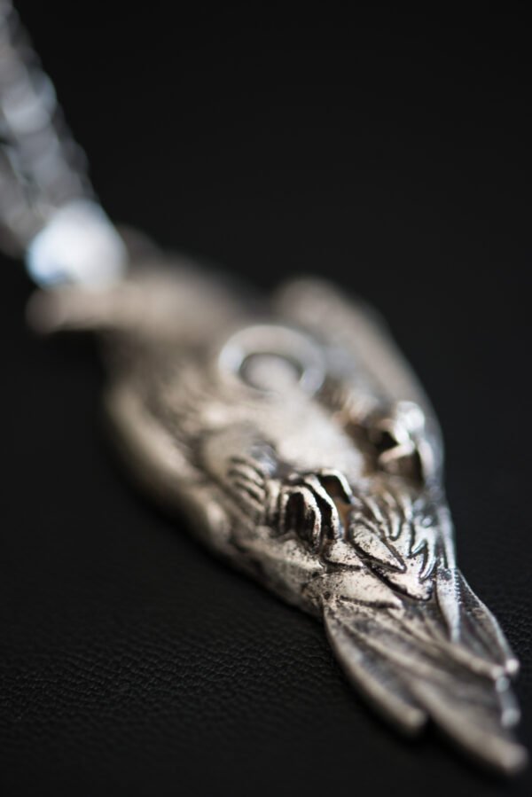 Collier orné d'un corbeau mystique, symbole de mystère et d'intelligence, parfait pour ajouter une touche énigmatique et élégante à votre style.