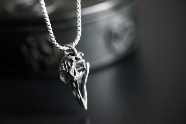 Découvrez ce collier, mettant en avant un pendentif en forme de crâne de corbeau, symbole de sagesse et de protection dans la mythologie nordique. Avec une chaîne de 60 cm et un pendentif mesurant 6 cm de hauteur sur 2,1 cm de largeur, ce bijou en acier inoxydable allie durabilité et esthétique. Proposé en dropshipping, vous bénéficiez d'une large sélection de bijoux à des prix compétitifs. Portez-le fièrement pour ajouter une touche audacieuse à votre style, qu'il s'agisse d'une occasion spéciale ou d'un usage quotidien.